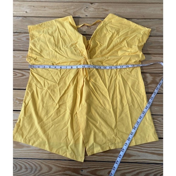 NWT Attitudes By Renee Back Detail Cotton Jersey Top Size Large Women's Yellow - Picture 6 of 7
